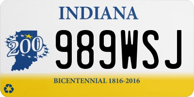 IN license plate 989WSJ