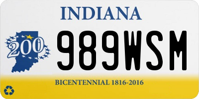 IN license plate 989WSM