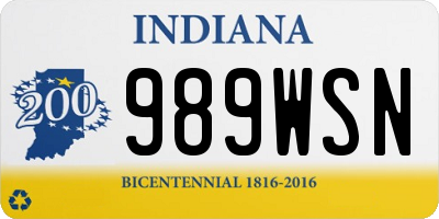 IN license plate 989WSN