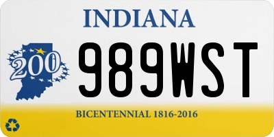 IN license plate 989WST