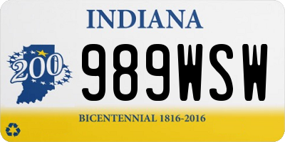 IN license plate 989WSW