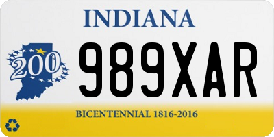 IN license plate 989XAR