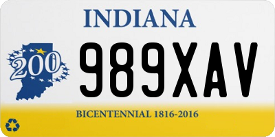 IN license plate 989XAV