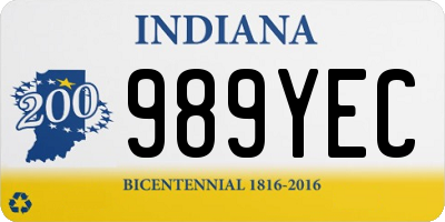 IN license plate 989YEC