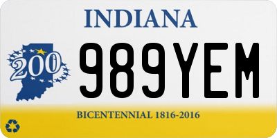 IN license plate 989YEM