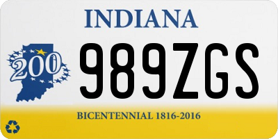 IN license plate 989ZGS