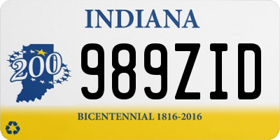 IN license plate 989ZID