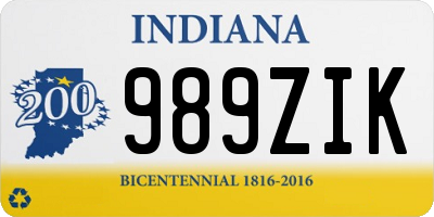 IN license plate 989ZIK