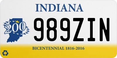 IN license plate 989ZIN