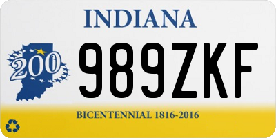 IN license plate 989ZKF