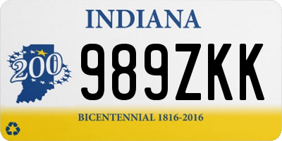 IN license plate 989ZKK