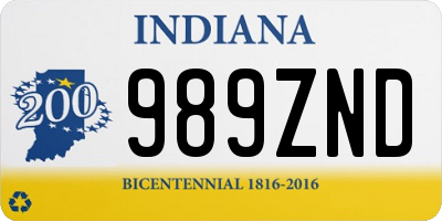 IN license plate 989ZND