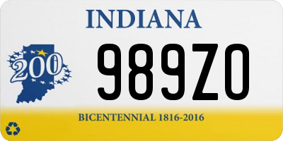 IN license plate 989ZO