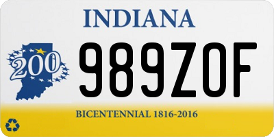 IN license plate 989ZOF