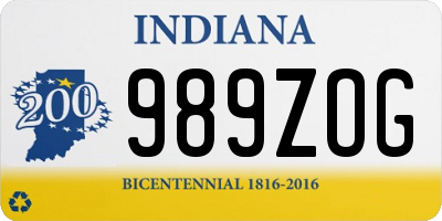 IN license plate 989ZOG