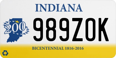 IN license plate 989ZOK