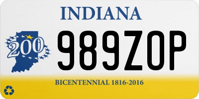 IN license plate 989ZOP