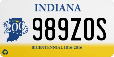 IN license plate 989ZOS