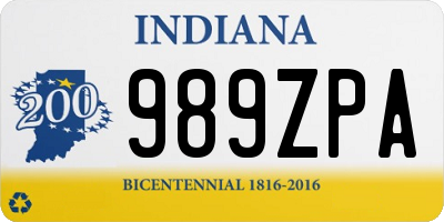 IN license plate 989ZPA