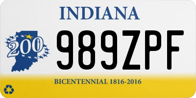 IN license plate 989ZPF