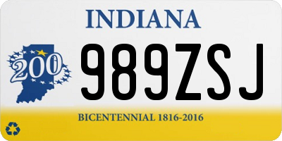 IN license plate 989ZSJ