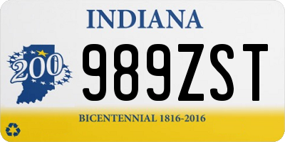 IN license plate 989ZST