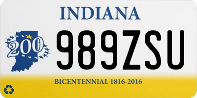 IN license plate 989ZSU