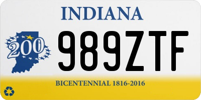 IN license plate 989ZTF