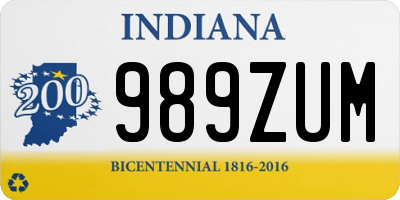 IN license plate 989ZUM