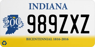 IN license plate 989ZXZ