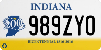 IN license plate 989ZYO