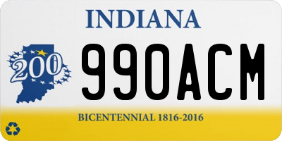 IN license plate 990ACM