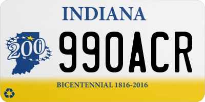 IN license plate 990ACR