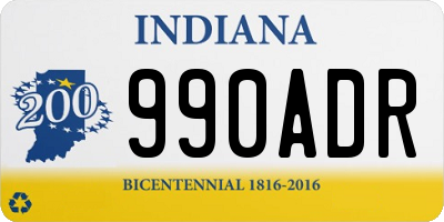 IN license plate 990ADR