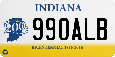 IN license plate 990ALB