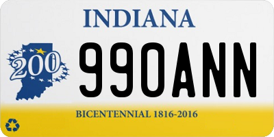 IN license plate 990ANN