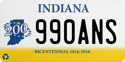 IN license plate 990ANS