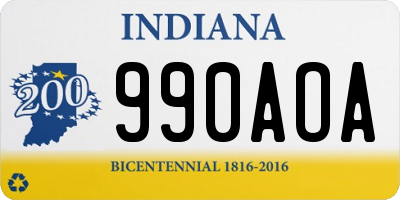 IN license plate 990AOA