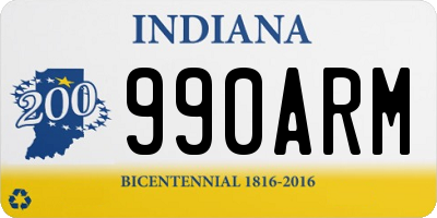 IN license plate 990ARM