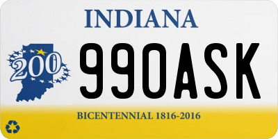 IN license plate 990ASK
