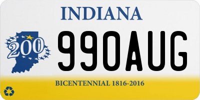 IN license plate 990AUG