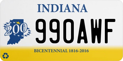 IN license plate 990AWF