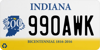 IN license plate 990AWK