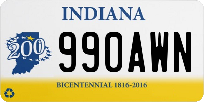 IN license plate 990AWN