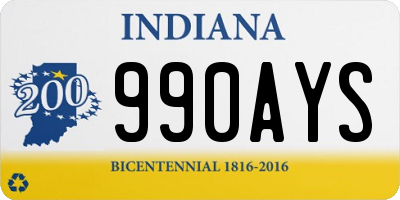 IN license plate 990AYS