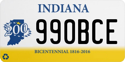 IN license plate 990BCE