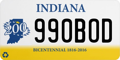 IN license plate 990BOD