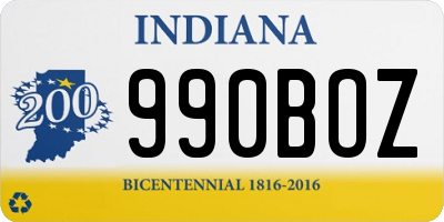 IN license plate 990BOZ