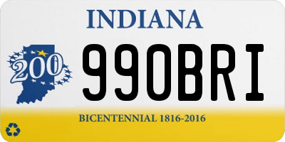 IN license plate 990BRI