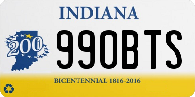 IN license plate 990BTS